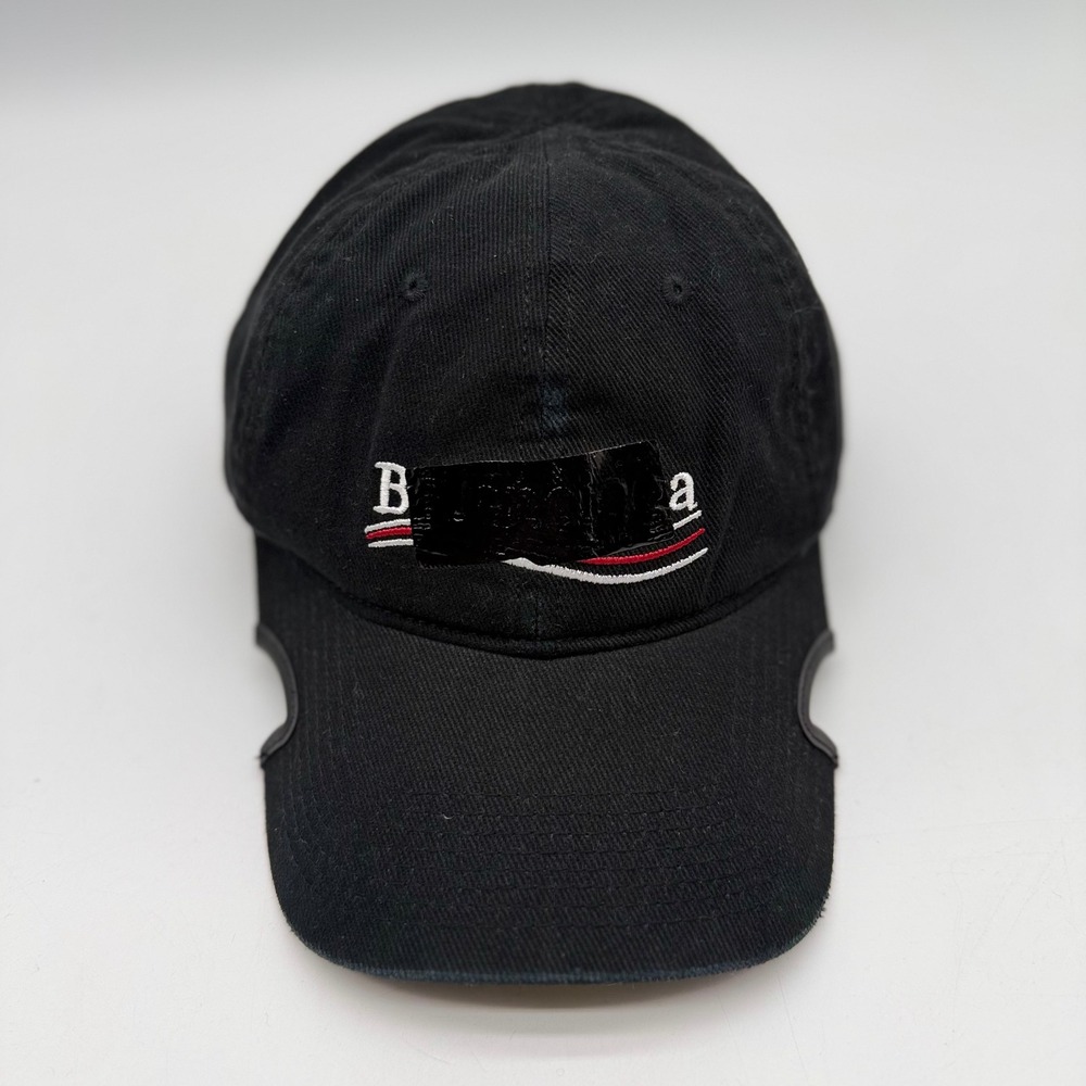 Balenciaga Gaffer Tape Political Campaign Cap Black Cotton Drill Size M 57cm